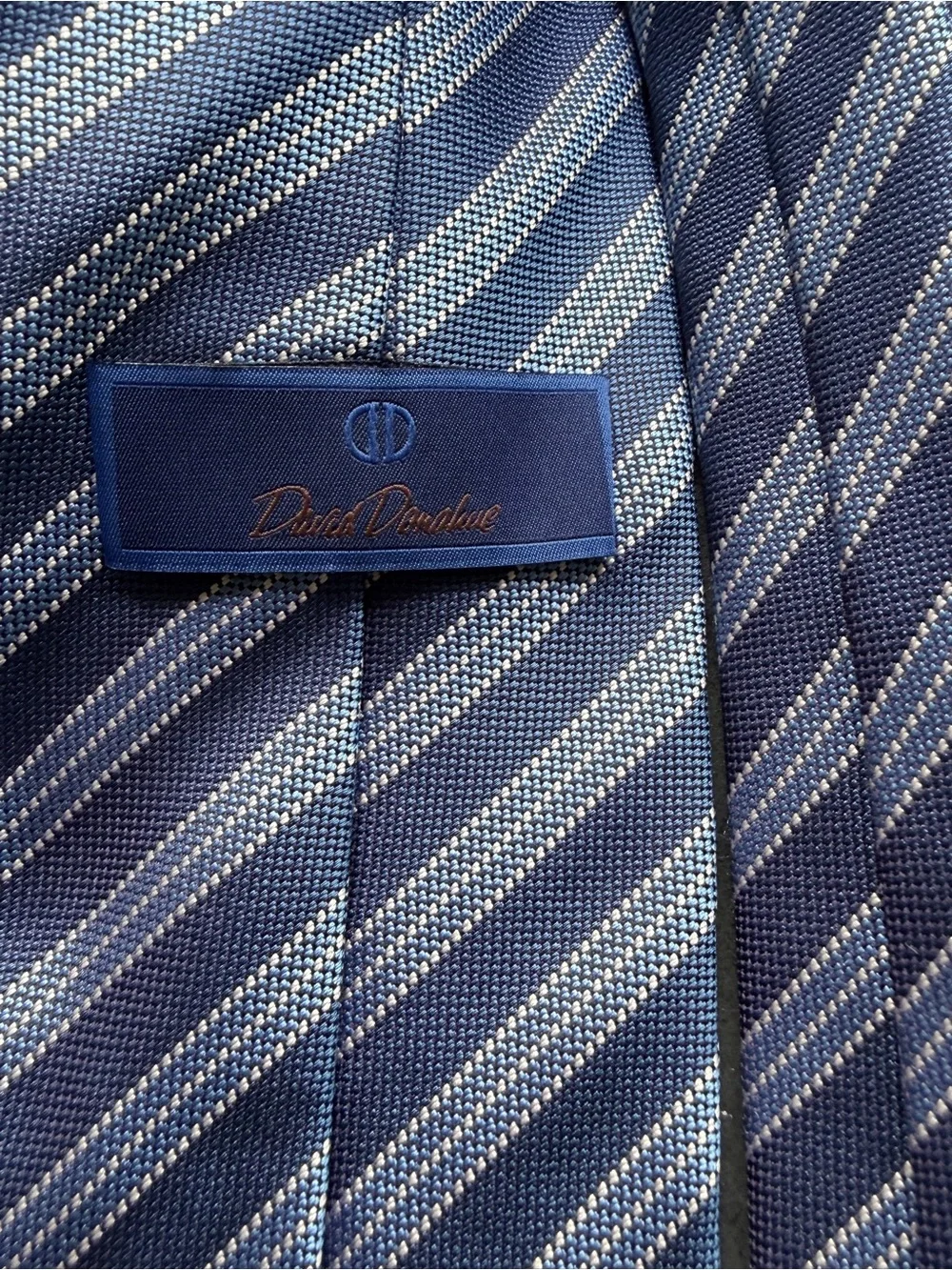Classic Navy Blue Diagonal Stripe Tie David Donahue Made in USA 100% Silk